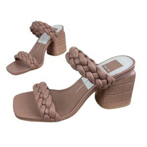 Dolce Vita Sandals SZ 7.5 Paily Square Toe Cafe Stella Tan Braided Straps Chunky